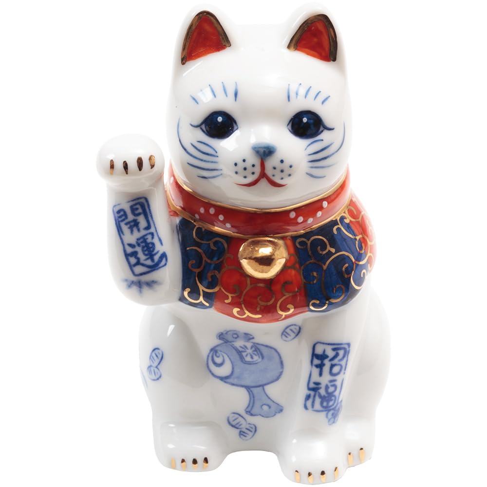 Lucky Cat 3.8 in Tradition of Seto Ware Good Luck Charm Porcelain 7437-Z-US