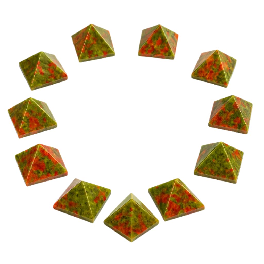 WholesaleGemShop Beautiful Lot of 10 Unakite Gemstone Pyramids Crystal Reiki Vaastu Healing