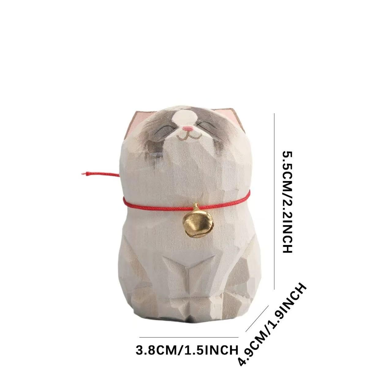 INF-STAR Handcrafted Wooden Ragdoll Cat Figurine, 2.2" Hand-Carved Cat Statue, Mini Wooden Cat Sculpture, Decorative Home Décor Accent, Collectible Display Figurine