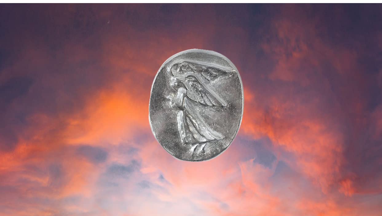Earth Therapy New Green Aventurine Pocket Guardian Angel with Serenity Prayer Card Lucky Coin Token - Figurine Faith Peace Gift Set