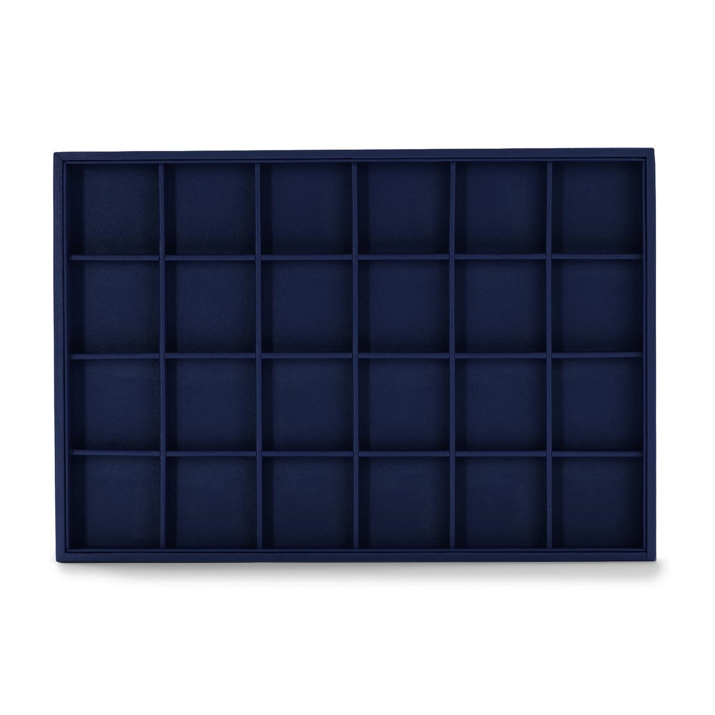 Oirlv Stackable Premium Leather Jewelry Trays 24 Grid Jewelry Organizer for Drawer Rings Earrings Holder Organizer