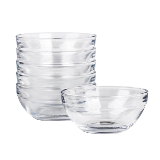 Iyulania 4.4 oz Clear Glass Bowl, Mini Prep Dish for Salt and Spices, Microwave and Dishwasher Safe, Stackable, Set of 6