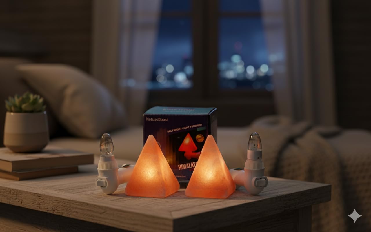 NatureBoost Himalayan Pink Salt Night Light Pyramid 2 Pack