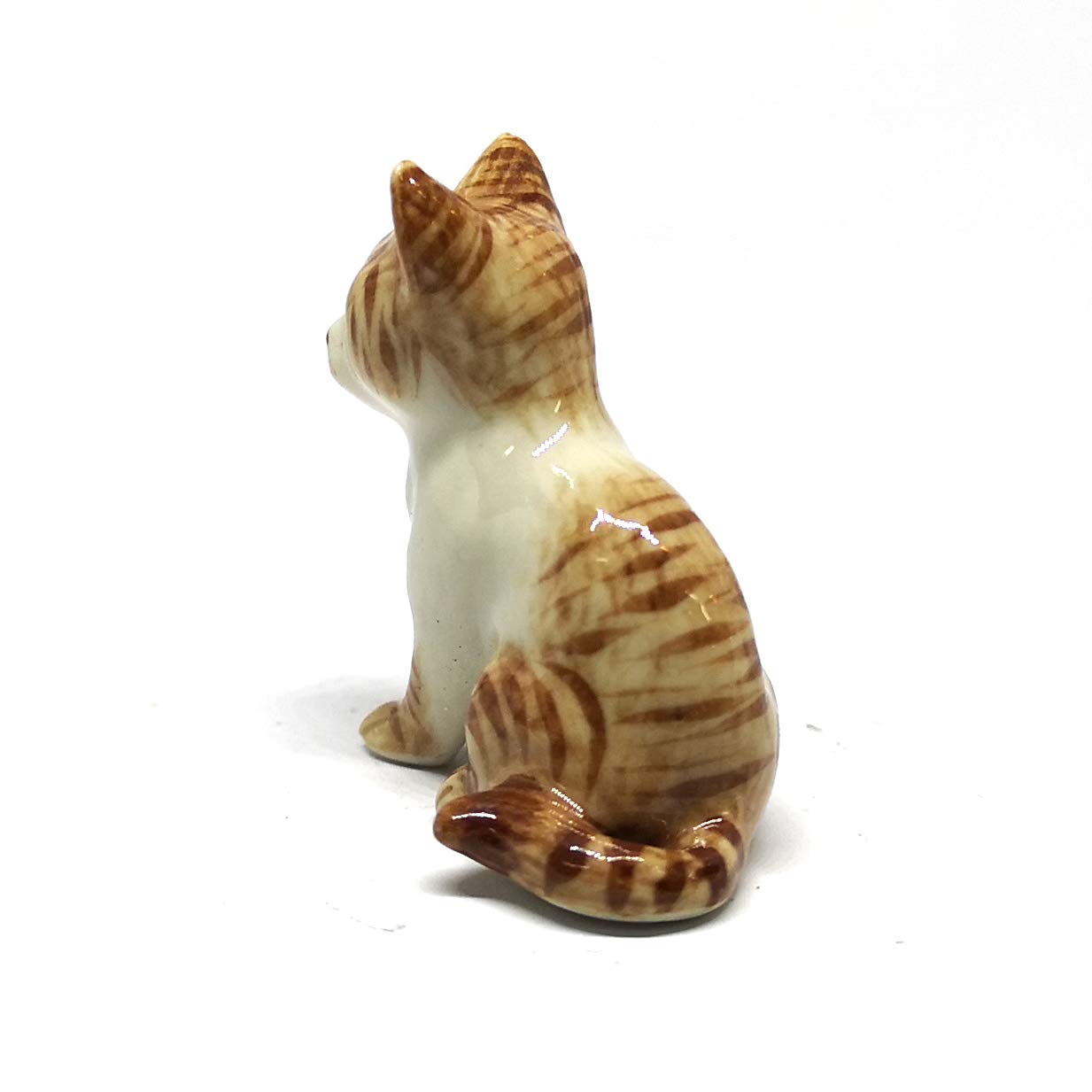 ZOOCRAFT Collectible Ceramic Cat Figurine 1.4 Inch Miniature Handmade Hand Painted Glazed Animal Sculpture for Home Decor and Gift