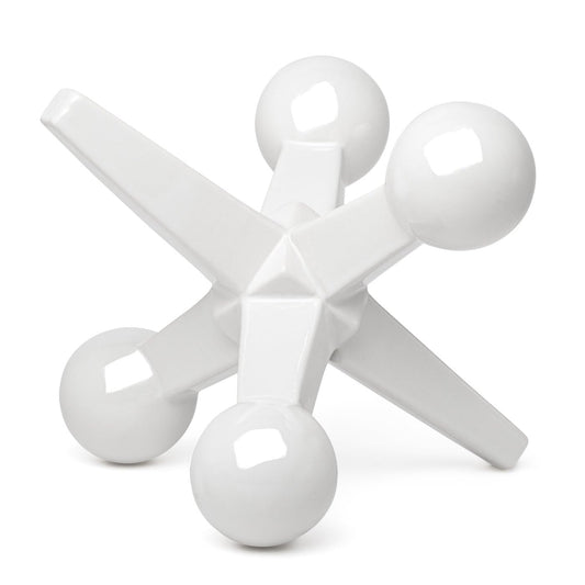 Torre & Tagus 9" Modern White Jack Decor - Large Ceramic Jacks Decoration & Retro Decor for Home, Decorative Jacks for Home Decor on Shelves & Modern Coffee Table Decorations