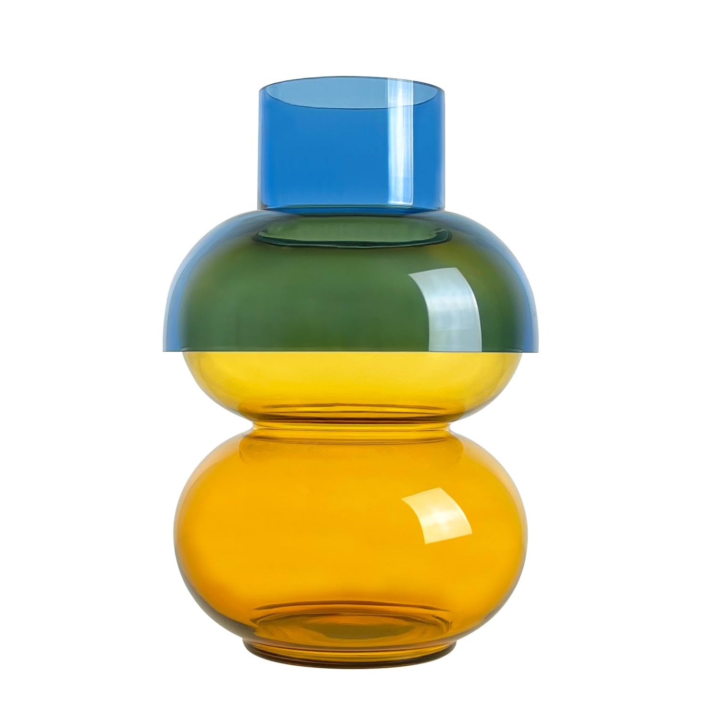 Cloudnola Extra Large Bubble Reversible Glass Flower Vase, Blue and Yellow, 16" Height x 10" Dia, Home, Centrepiece, Wedding, Gift, and Event Decor