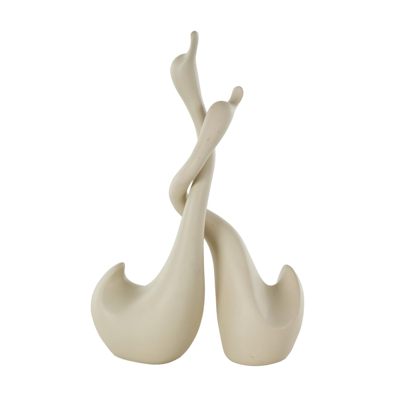 Deco 79 Ceramic Swan Decorative Sculpture Intertwined Home Decor Statues, Set of 2 Accent Figurines 17", 14" H, Beige