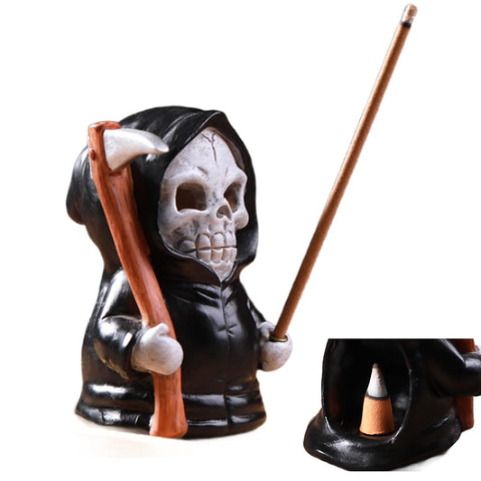 Grim Reaper Incense Holder for Sticks, Halloween Incense Cone Burner Ornaments, Cute Incense Holder, Resin Incense Stick Burner, Ideal for use in Meditation, Incense Smokers and Decoration