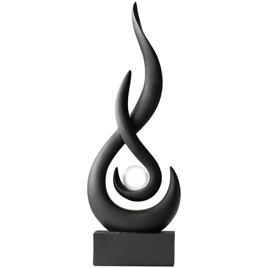XYQXYQ Modern Abstract Art Table Decoration,Resin Flame Statue Modern Centerpiece Ornaments for Living Room Great Gift Idea Home Decor,Collectibles (Black)