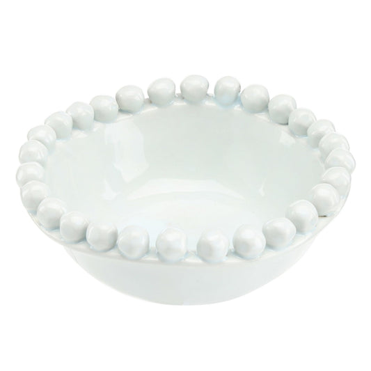 Santa Barbara Design Studios Ceramic Bowl - Small with Beaded Rim, 5” Diameter x 2" Tall, Mist Blue