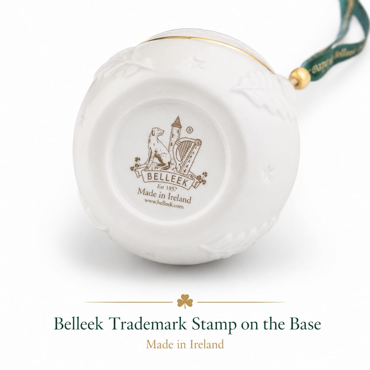 Belleek Classic Tree of Life Bauble Hanging Ornament, 3.1-Inch Handpainted Porcelain Celtic Irish Christmas Decoration