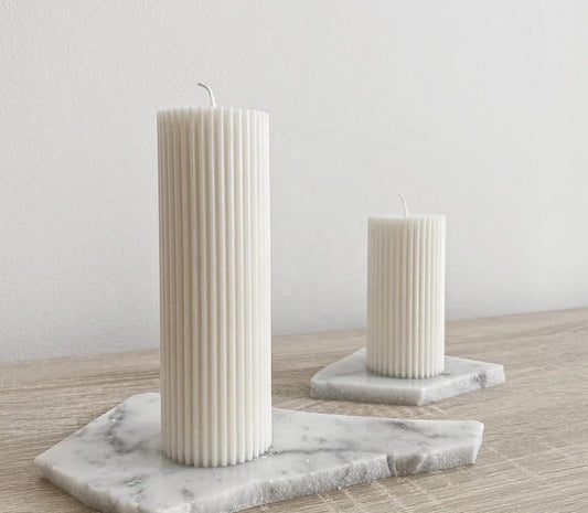 2 Pack Ribbed Pillar Soy Wax Scented Candle for Home Decoration Birthday Wedding Christmas (Ribbed Pillar Candle White)