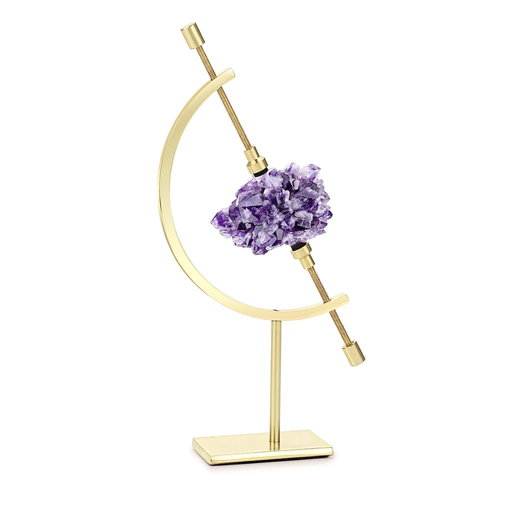 JUXYES Golden Toned Sphere Holder Caliper Stand, Caliper Style Display Stand For Mineral, Ornament, Gem, Shell, Coin, etc (S)