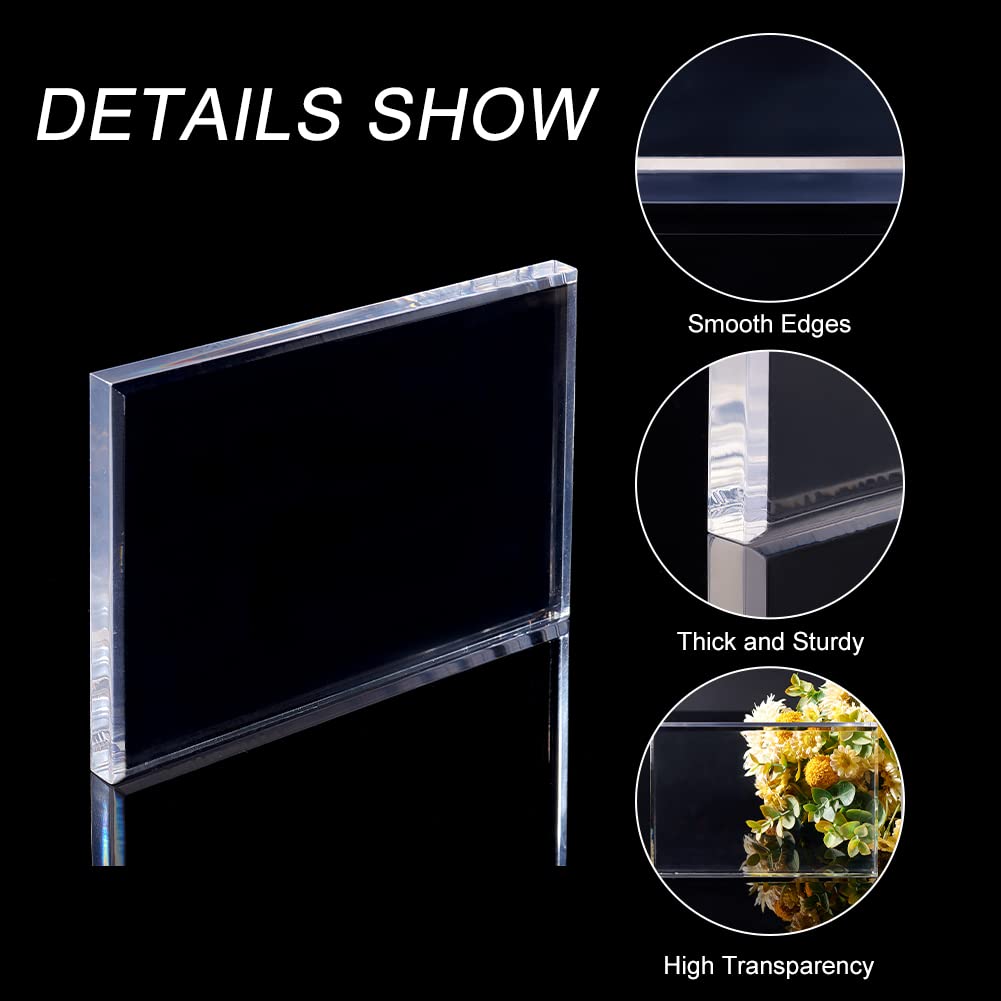 FINGERINSPIRE Acrylic Beveled Display Base 6"x 4"x 0.5"(LxWxH) Clear Acrylic Display Block Rectangular Jewelry Display Stand Acrylic Solid Display Holder for Home Decor Showing Photography Props