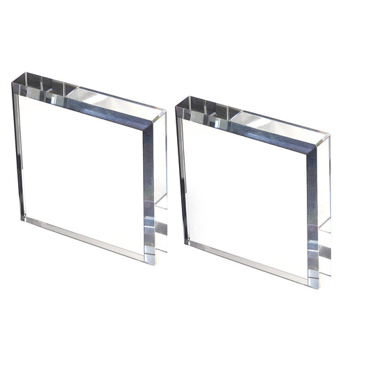 PATIKIL 2 Pcs Clear Crystal Paperweight, 2.76 x 2.76 x 0.59 Inch Clear Paperweight Decorative for Home Decoration Reading Photography Daily Office Gifts, Clear(Square)