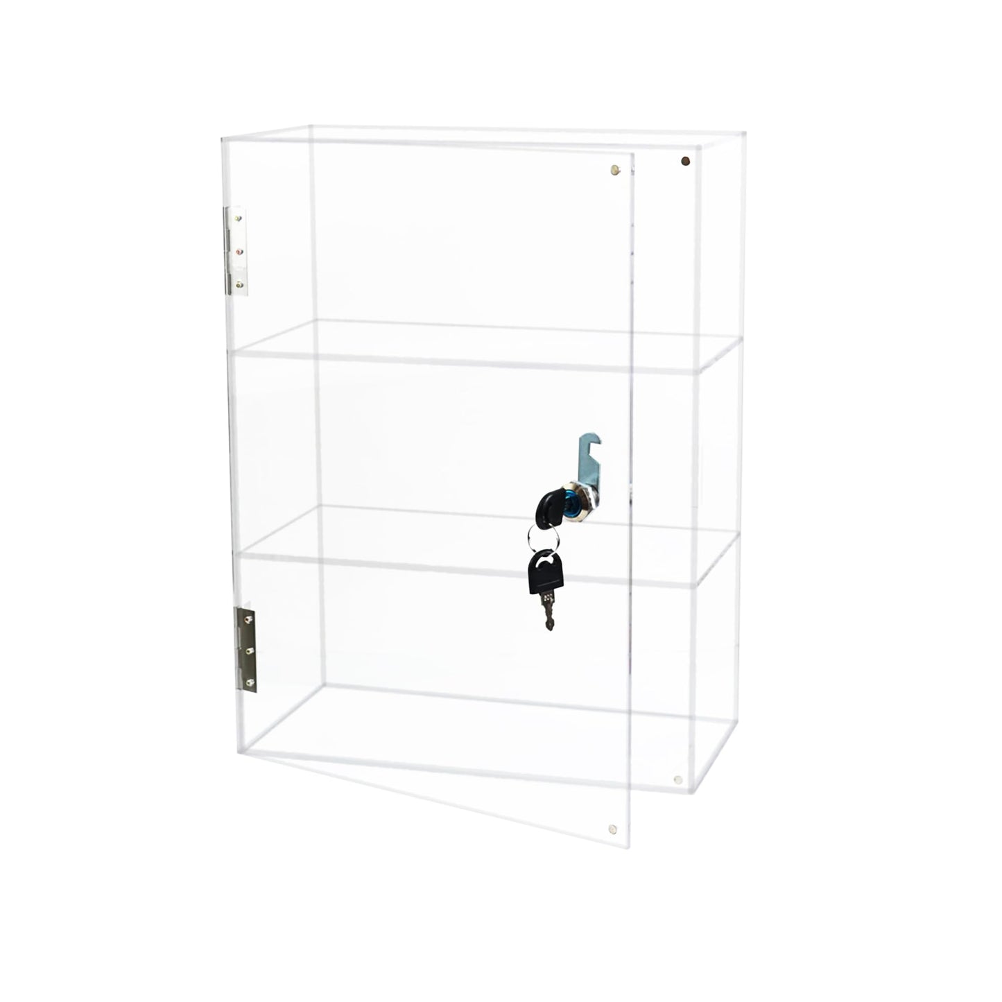 Tozcozus Acrylic Display Case with Lock Key, 3 Shelf Locking Countertop Display Case Cabinet Showcase with Shelves for Collectibles Office Retail Display Safe Storage 11.8x5.9x15.7 Inch