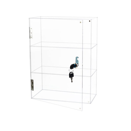 Tozcozus Acrylic Display Case with Lock Key, 3 Shelf Locking Countertop Display Case Cabinet Showcase with Shelves for Collectibles Office Retail Display Safe Storage 11.8x5.9x15.7 Inch