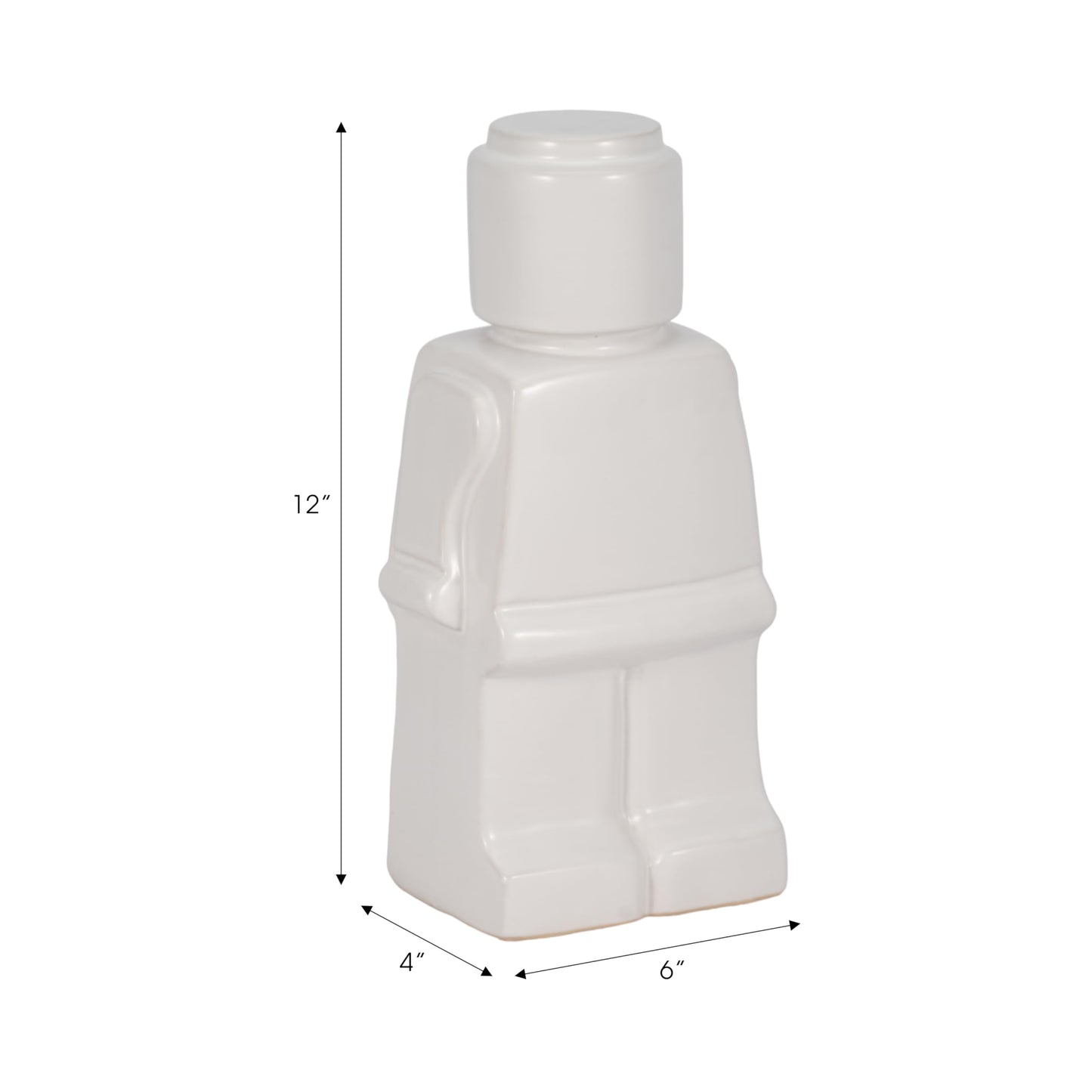 Sagebrook Home Modern Minimalist Figurine - Decorative Ceramic Sculpture for Home & Office - Contemporary Stoneware Accent for Living Room, Bedroom & Desk - 12" White
