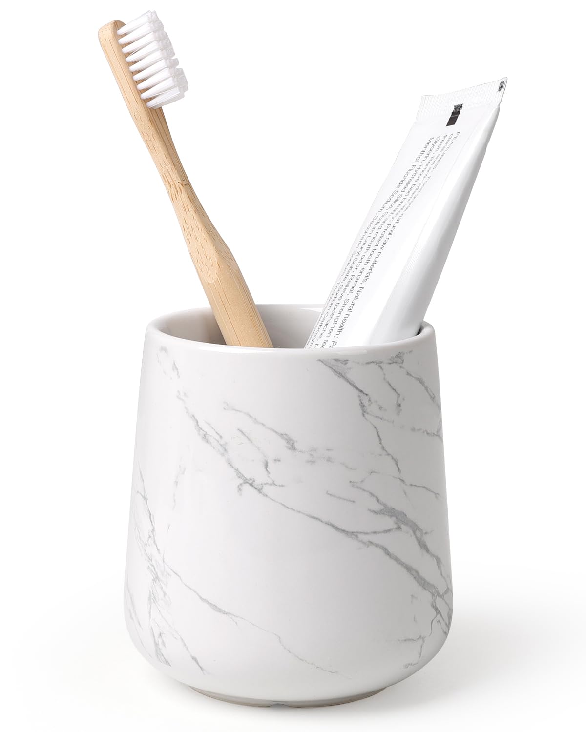 BosilunLife Bathroom Toothbrush Holder - Ceramic Toothbrush Cup Holder 13Oz Marble Toothbrush Holder for Bathroom Toothbrush and Toothpaste Holder for Bathroom Vanity Countertop, Ideal for Home, Hotel