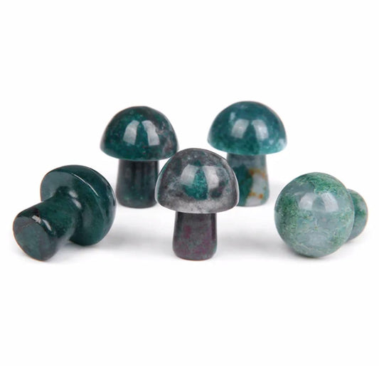 2TTFishoo 15PCS Indian Agate Natural Stones Mushroom Sculpture Decor Crystal for Home Crafts Flower Pot Gemstone Mini Mushroom Hand Making Yard Decoration