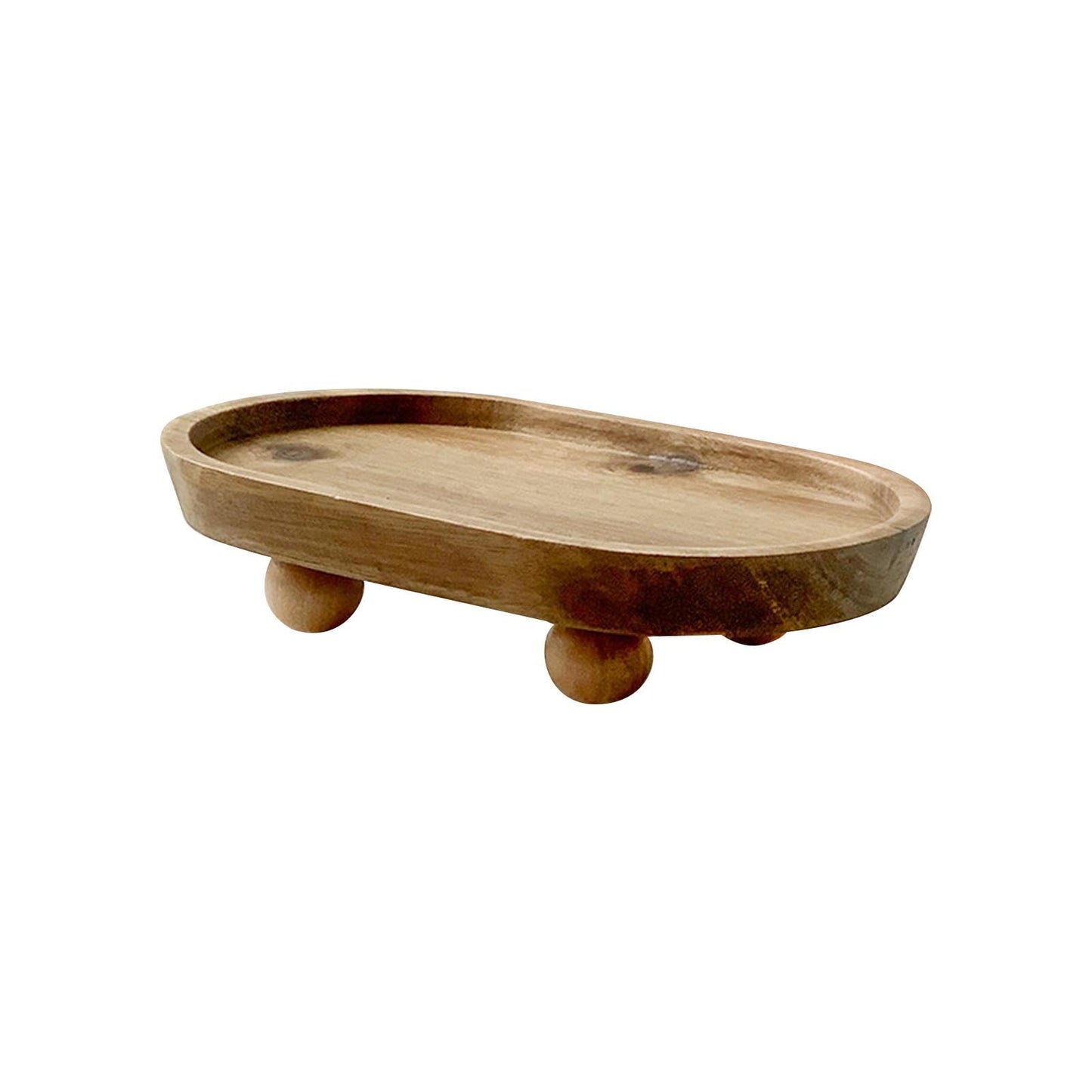 Vaveren Small Wooden Riser Wooden Pedestal for Display Tray Display Riser for Entry Table Farmhouse Kitchen Tabletop Centerpieces , Oval 11.8x19.8x4.3cm