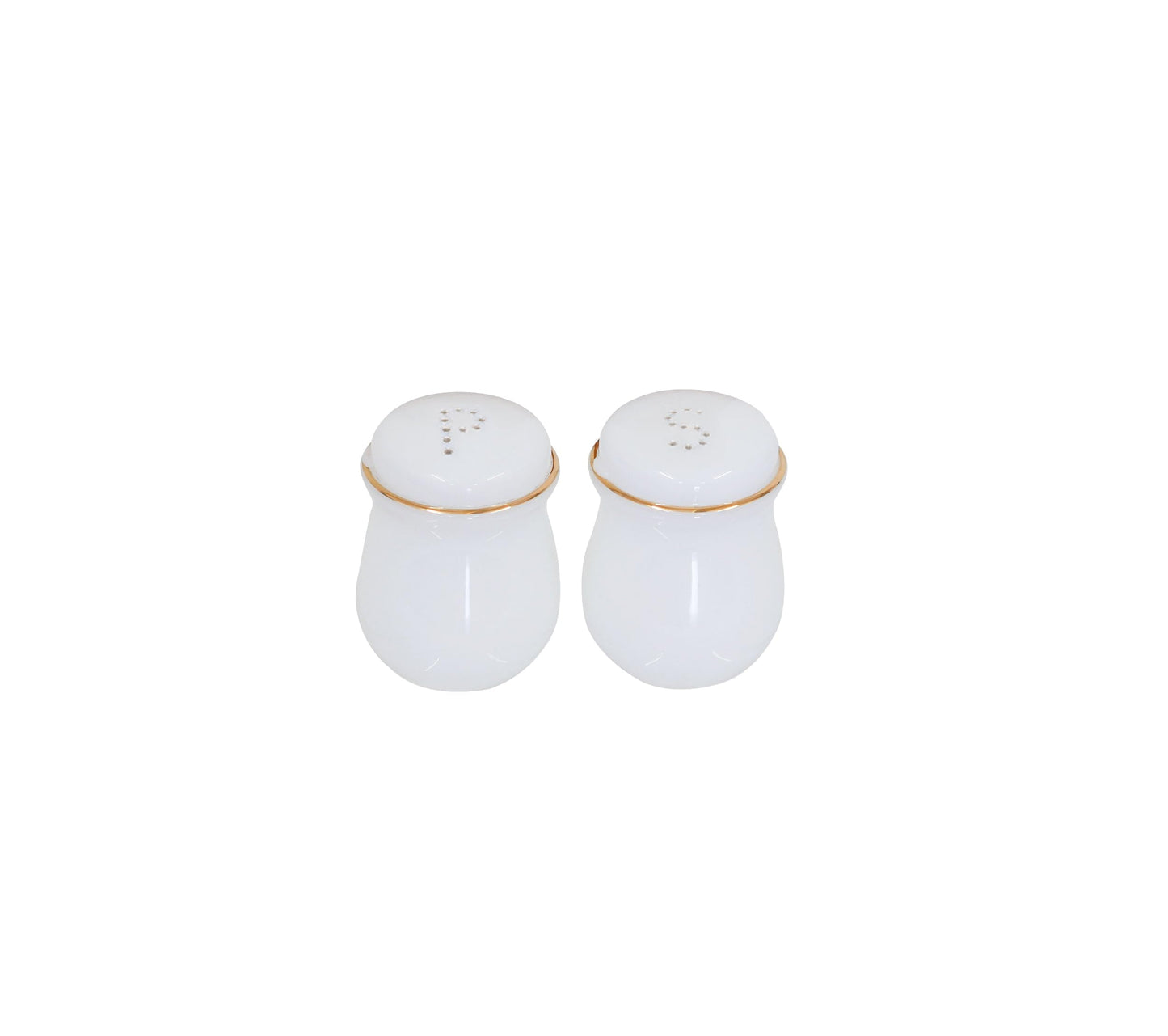 Barski Glass Salt & Pepper Shaker – Set of 2 Shakers, White with Gold Rim, 2.3" Height – Elegant Shakers for Dining Table, Kitchen, Parties, Cooking, Entertaining, and Special Occasions