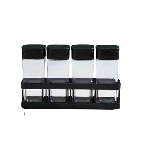 Four-Grid Barbecue Spice Bottle Household Set, Salt Pepper Jar Sealed Seasoning Container Kitchen Organizer(Transparent)