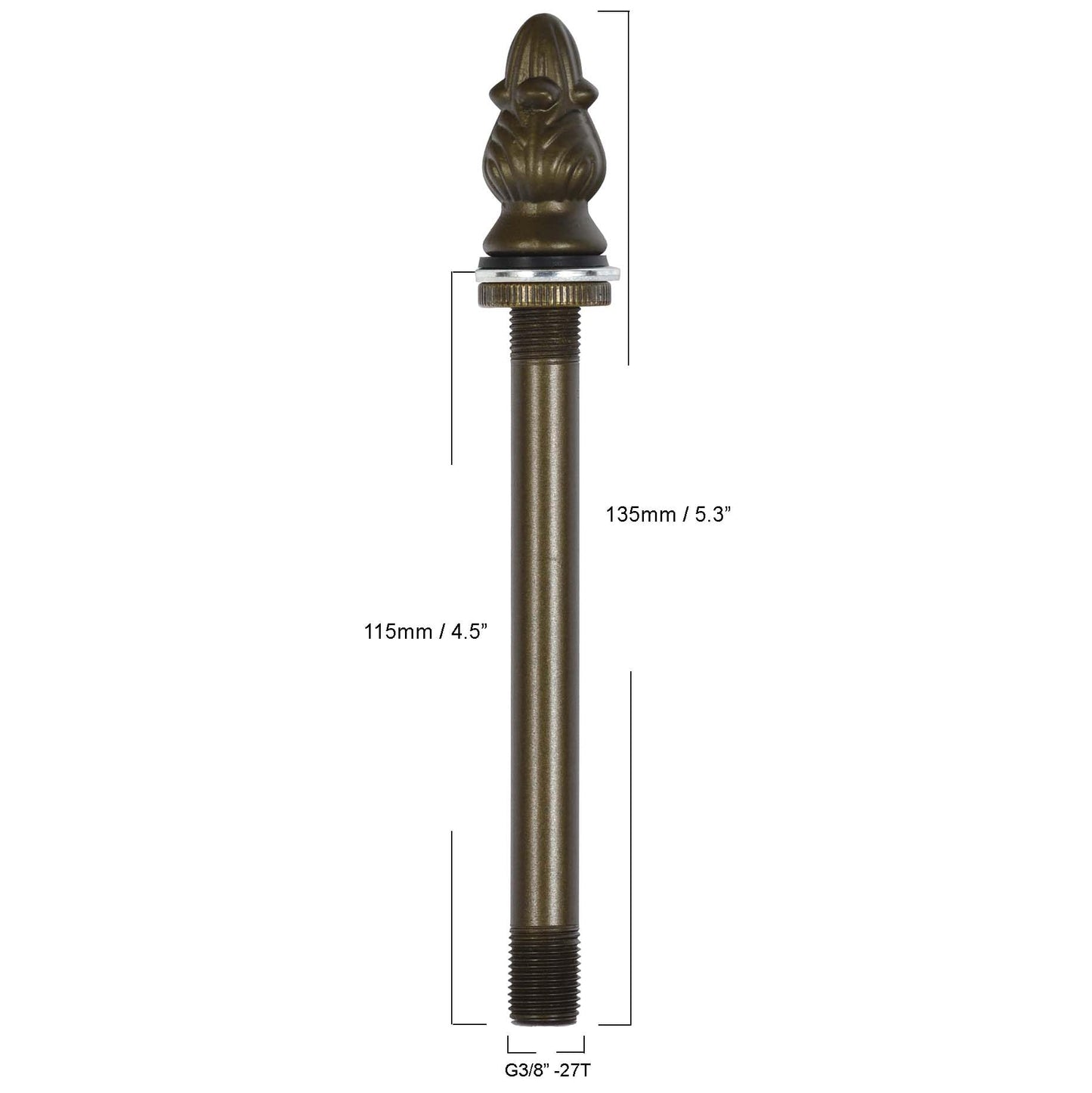 Bieye SS021 Lampshade Support with Finial for Tiffany Style Stained Glass Floor Lamp Table Lamp (G3/8 115mm Bronze Acorn)