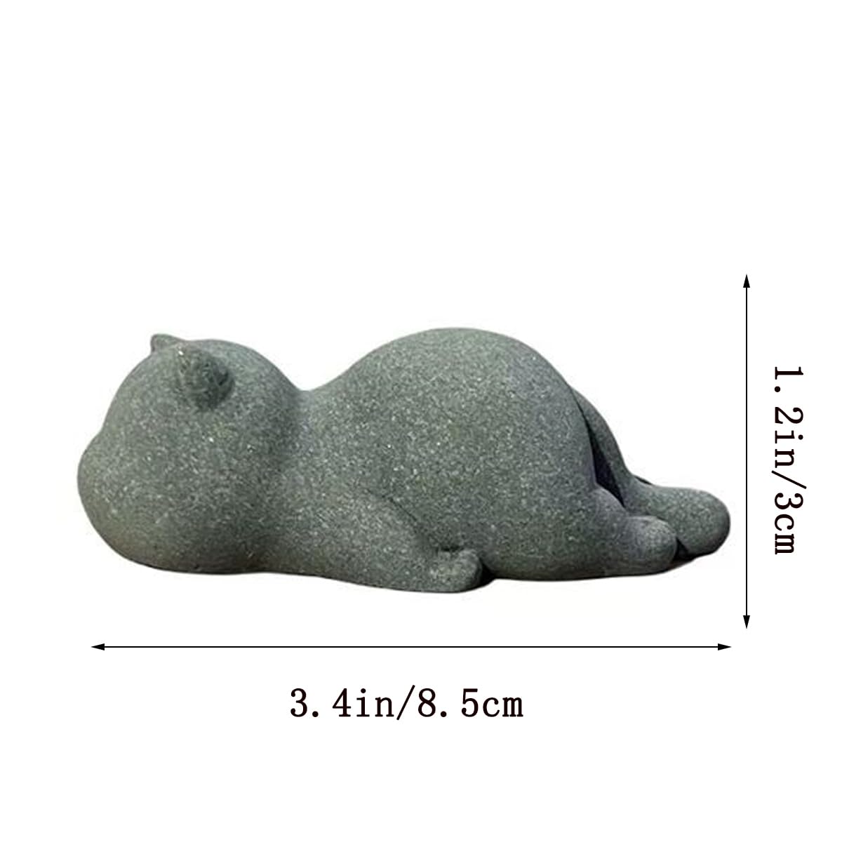 livelyfish Cute Cat Figurine Lucky Cat Statue Sandstone Animal Sculpture Tea Pet Tabletop Ornaments Micro Landscape Fairy Garden Aquarium Decor (B)