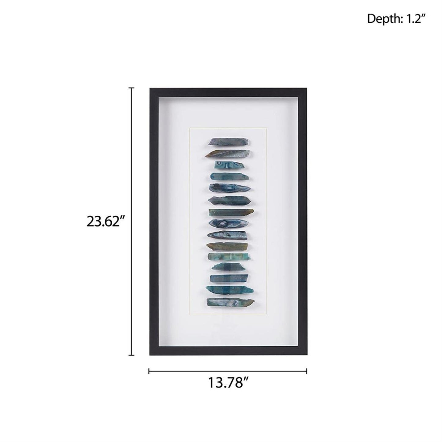 INK+IVY Cerulean Stones Wall Décor Natural Agate, Glass Framed Art for Living Room Entryway Home Accent, Ready to Hang Bedroom Decoration, 13.78" W x 23.62" H, Blue