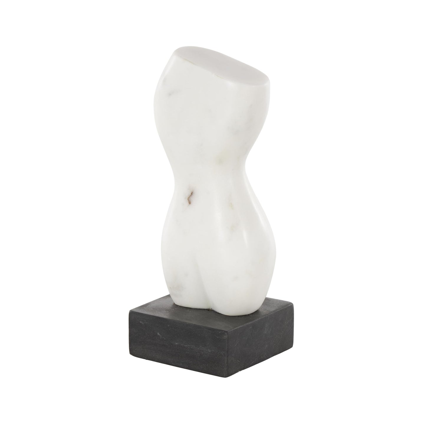 Deco 79 Marble Woman Decorative Sculpture Abstract Female Form Home Decor Statue with Black Block Base, Accent Figurine 4" x 4" x 11", White