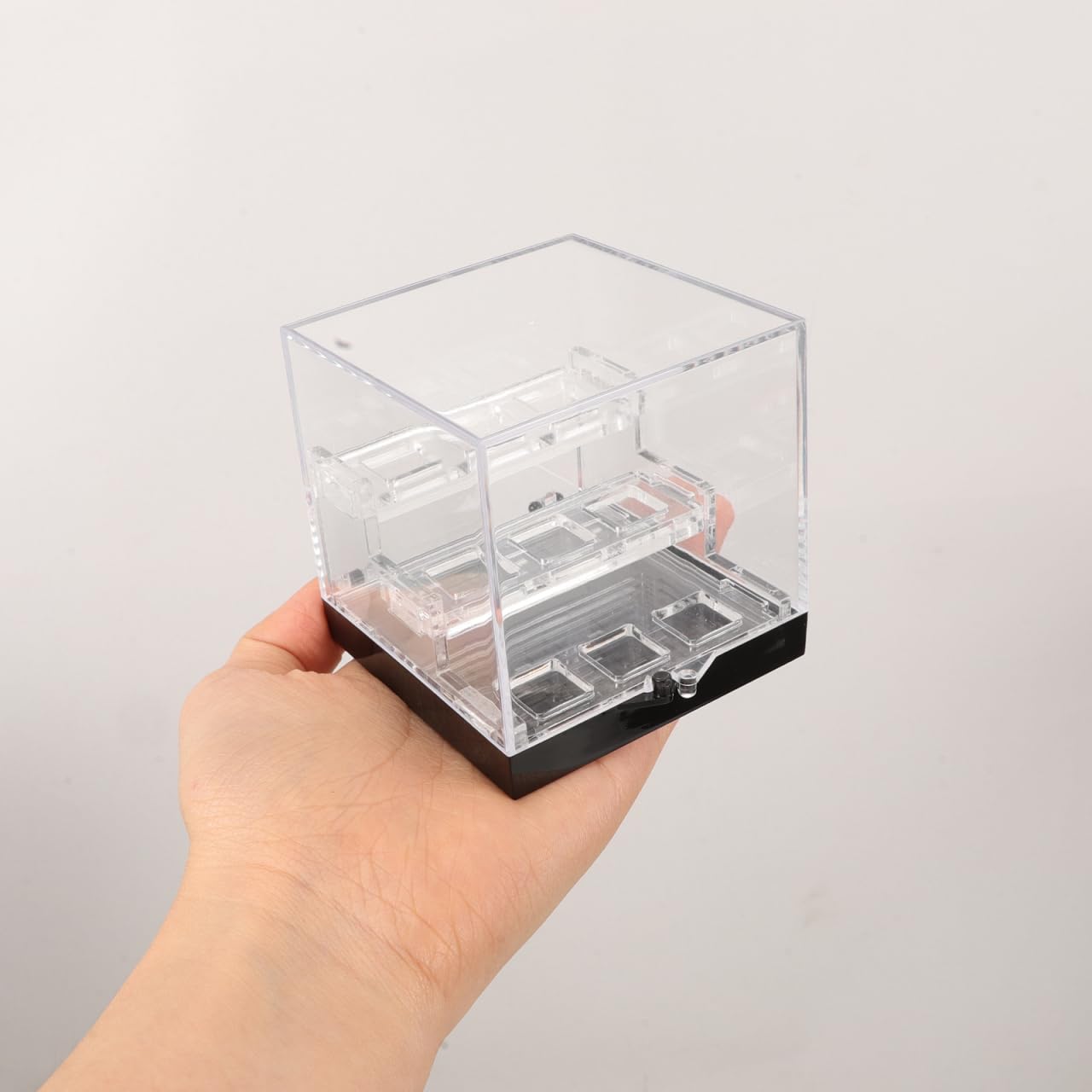 Wakauto Clear Acrylic Boxes for Gemstone & Mineral Display 3-Tier Removable Countertop Case with Lid, Dustproof Lightweight Storage for Rocks, Crystals & Jewelry