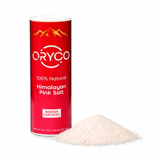 Oryco Himalayan Pink Salt Fine Grain Shaker (24.7 oz) 700g – 100% Natural, Kosher, Non-GMO, Mineral Salt, Easy Pour Shaker for Cooking, Baking, Table Seasoning, Popcorn & Everyday Kitchen Use