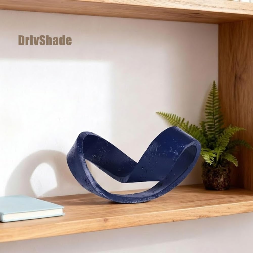 DrivShade Geometric Knot Sculpture, Modern Coffee Table Decor Abstract Figurines, Boho Home Decor Statue for Shelf, Living Room, Office Desktop, Bedroom, Bookcase Decorative (Blue)