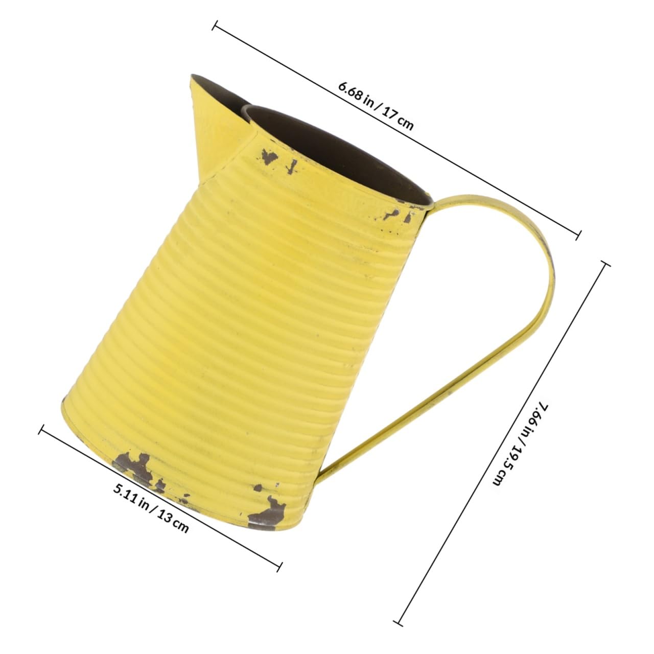 Yellow Farmhouse Flower Vase Retro Metal Kettle Vase 8 Inch Rustic Galvanized Flower Pitcher Shabby Chic Country Style Table Centerpiece Home Decor Tin Bucket