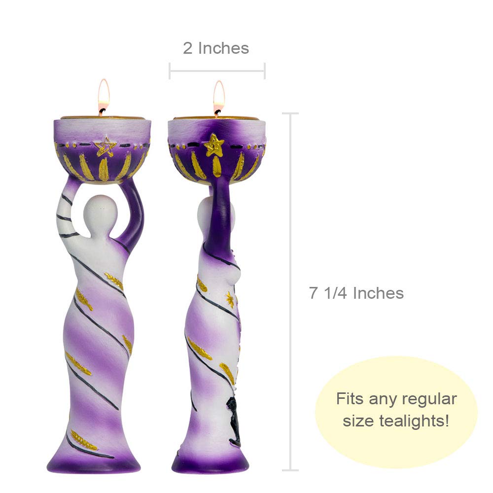 Kheops International Moon Goddess Polyresin T-Light Holder Wiccan Goddess Candle Holder Figurine