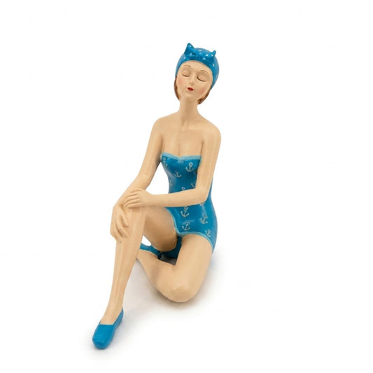 The Bridge Collection Decorative Beach Lady Figurine – Nautical Coastal Accent with Retro Bathing Beauty Style – Gift for Beach House and Poolside Decor
