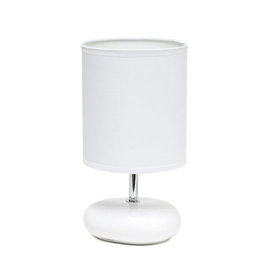 Simple Designs LT2005-WHT Stonies Small Stone Look Table Desk Bedside Lamp, White