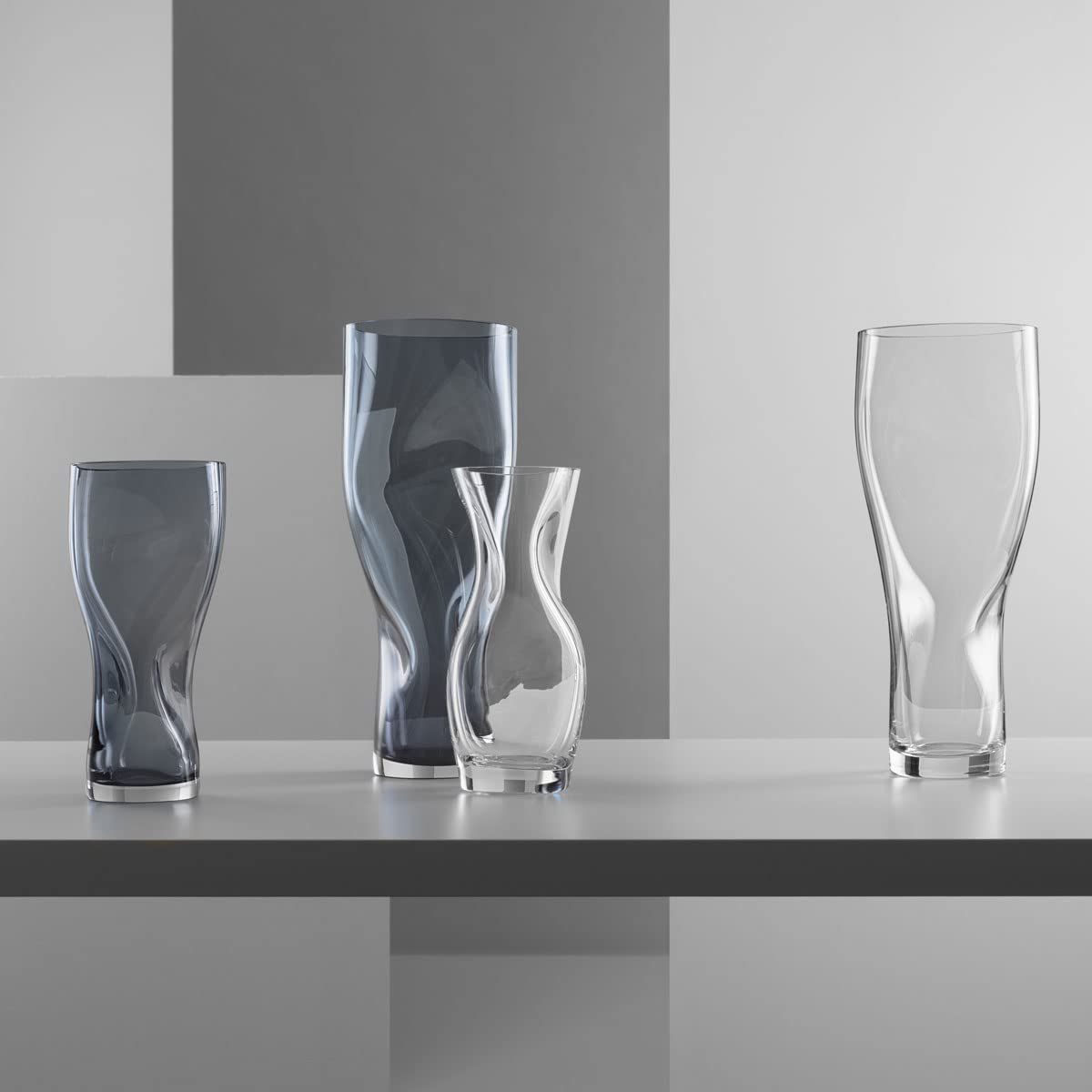 Orrefors Squeeze Crystal Blue Vase, 9" High x 4.75" Wide