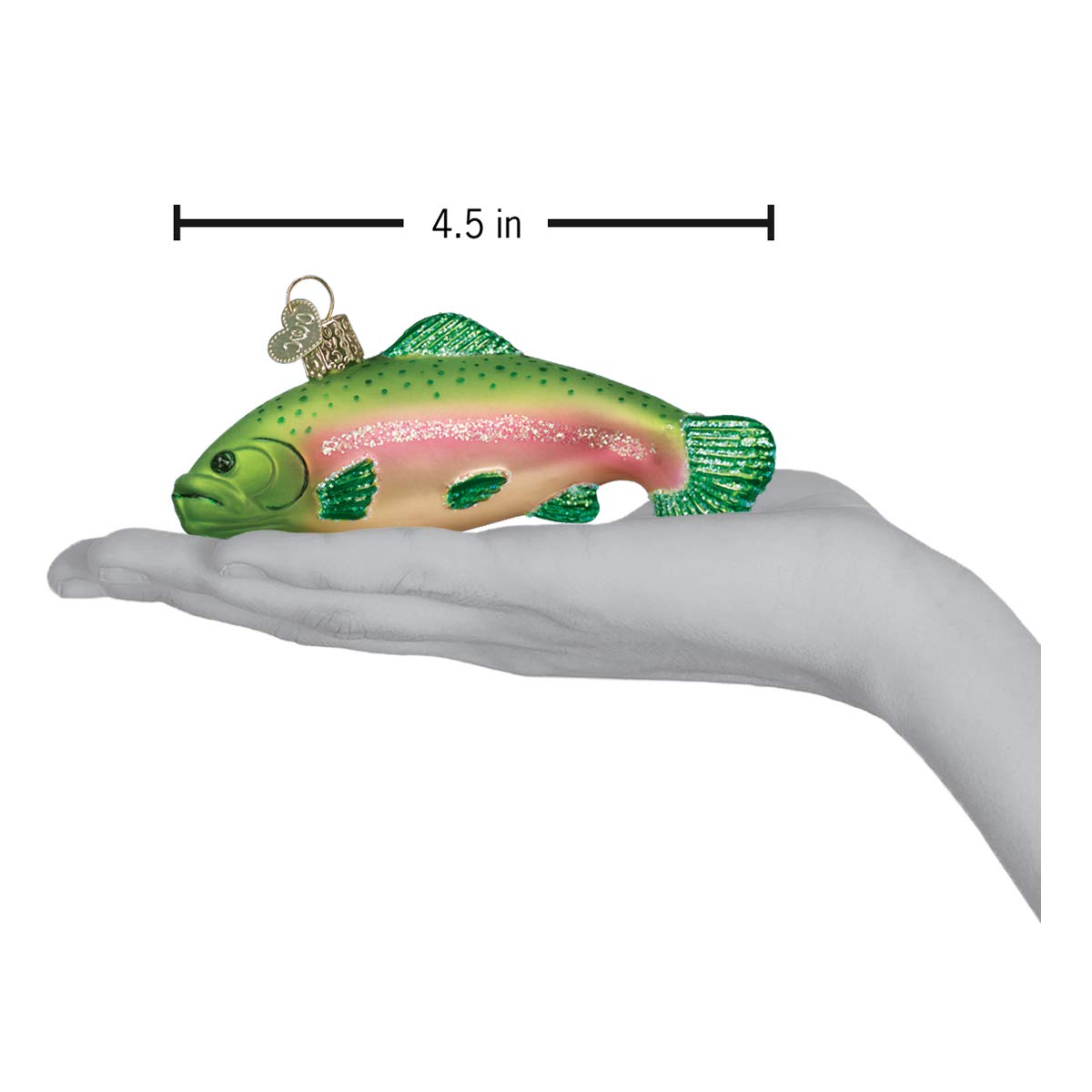 Old World Christmas Rainbow Trout Glass Blown Ornament for Christmas Tree, Handcrafted Holiday Decoration, Lake Fish Collection