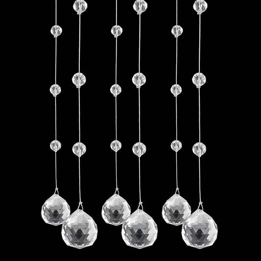 Crystal Beaded Strands Clear Glass Beads Curtain Hanging Wedding Props Decor Curtain Chandelier Door String Hanging Ceiling Decoration Accessories Christmas Tree Ornaments (3.3 Feet*5pcs)