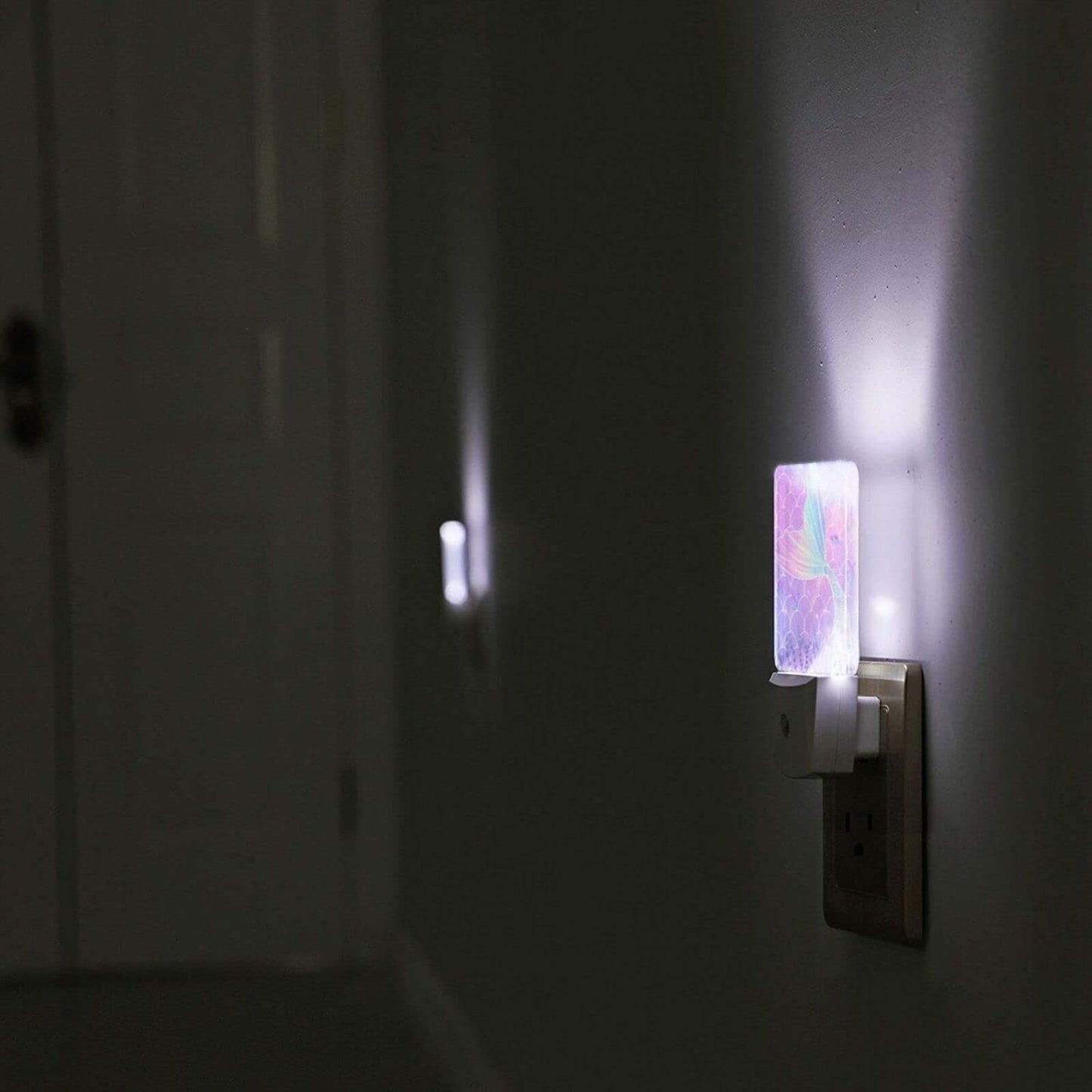 EFINLUKY LED Night Light 2 PCS Mermaid Night Light Cute Lamp Plug-in LED Nightlights Dusk to Dawn Sensor Night Lamp for Bedroom Room Nursery Hallway Stairs Kitchen Wall Decorative