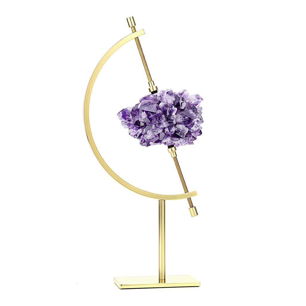 JUXYES Golden Toned Sphere Holder Caliper Stand, Caliper Style Display Stand For Mineral, Ornament, Gem, Shell, Coin, etc (M)