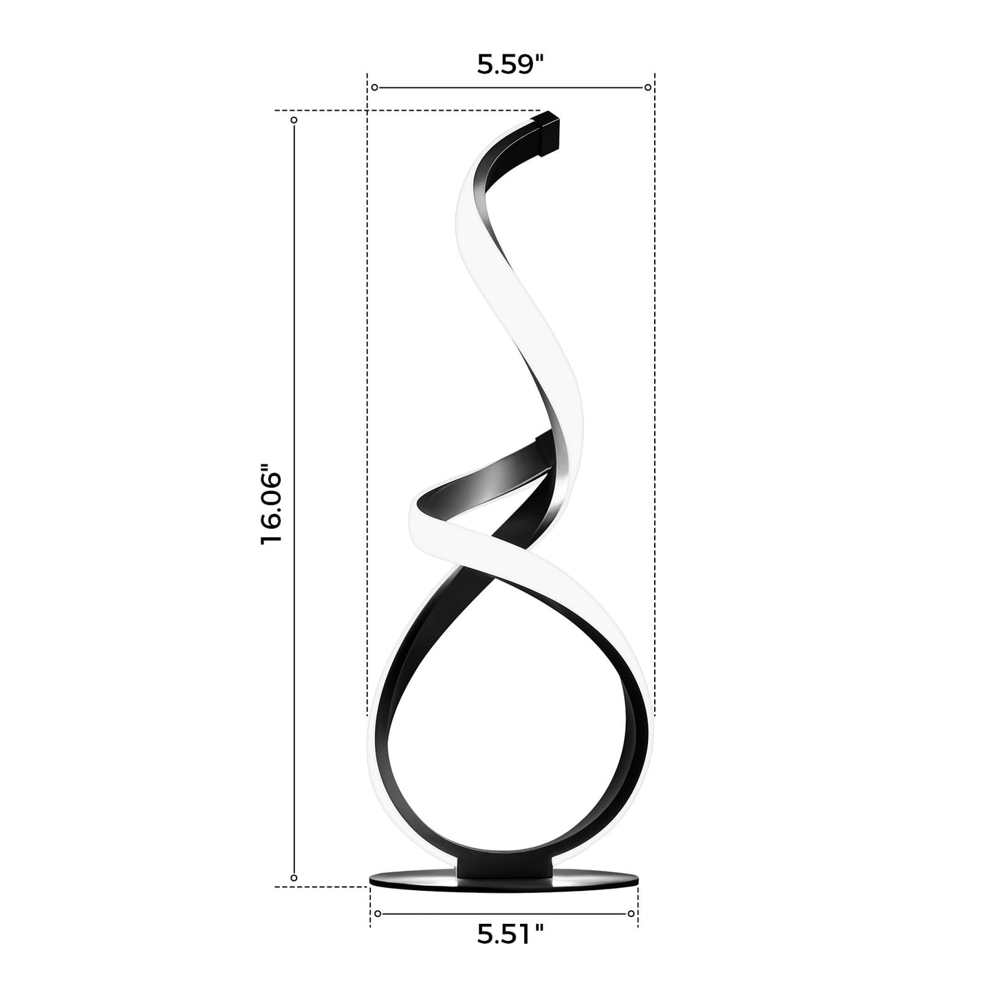JIOODICH. Modern Touch Lamp for Nightstand, Spiral LED Table Lamp, Dimmable 3 Color Temperature Night Stand Desk Lamp, Unique Bedside Light for Living Room, Bedroom, Cool Lamps for Ideal Gift, Black