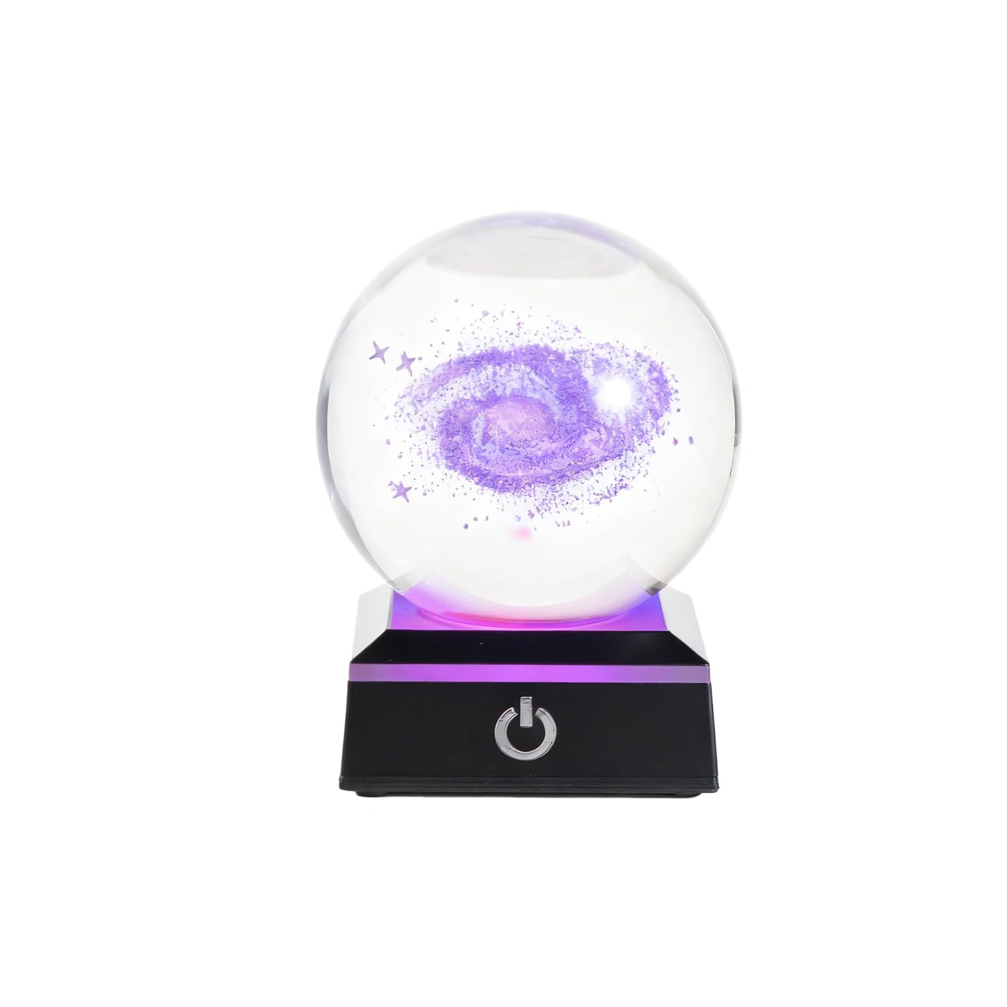 MICROBRIGHT 3D Galaxy Crystal Ball with LED Base - Space Decor, Astronomy Gift for Men, Teachers (80mm)