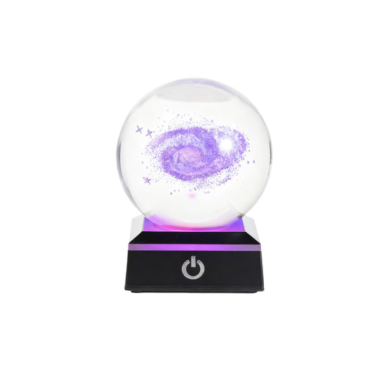 MICROBRIGHT 3D Galaxy Crystal Ball with LED Base - Space Decor, Astronomy Gift for Men, Teachers (80mm)