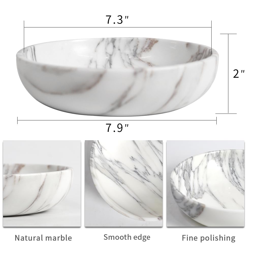 FutureStone Marble Candy Bowl for Home Decor, Modern Decorative Bowl for Coffee Table, Marble Fruit Bowl For Table Centerpiece, Coins Key Catchall Bowl For Entryway (Arabescato, 7.8" x 1.9")