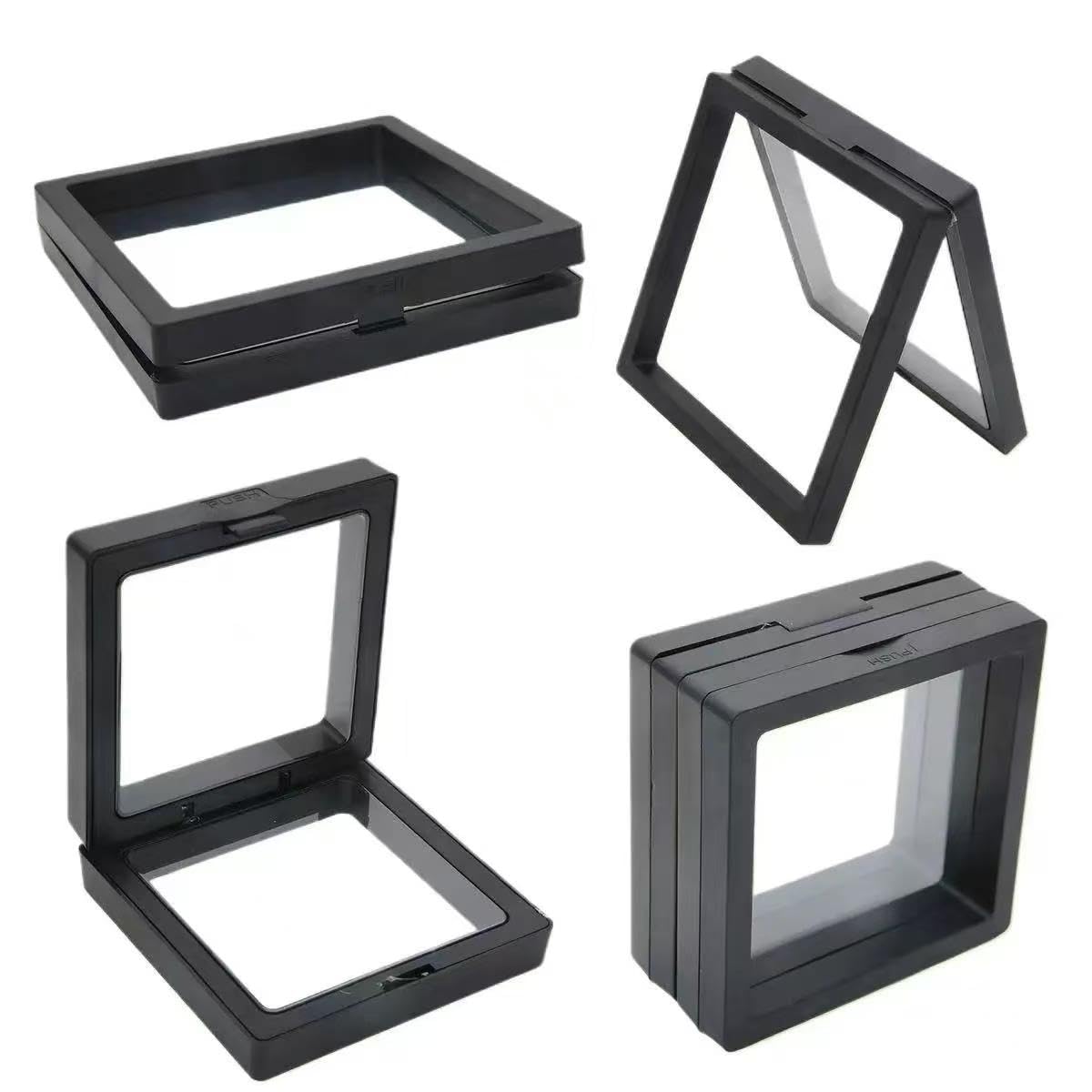 20Pcs Floating Frame Display Case——BSELUTNGY 3D Floating Display Case 2.76 Inches Black is Perfect for Preserving and Displaying Jewelry, Coins, Badges, Specimens and Various Collectible