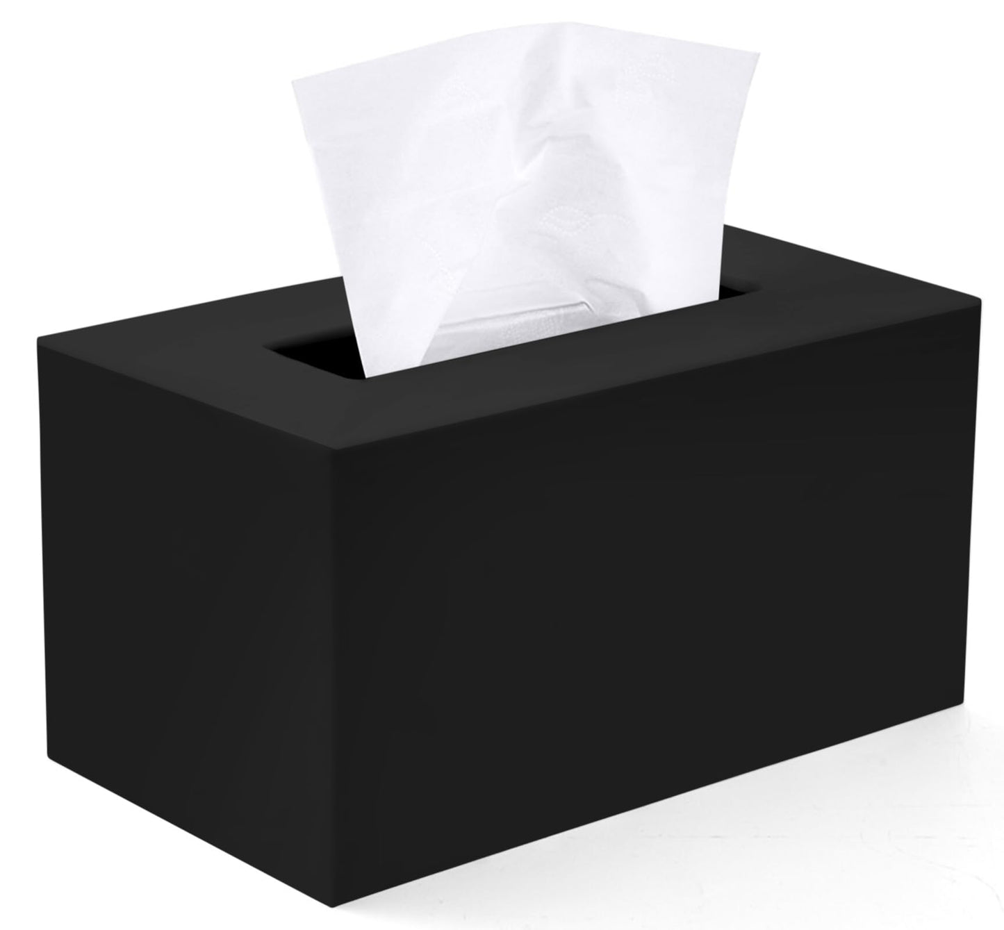 Rectangle Tissue Box Cover | Fits Tall Tissue Boxes | Black Tissue Box Holder for Bathroom | Premium Acrylic Tissue Cover