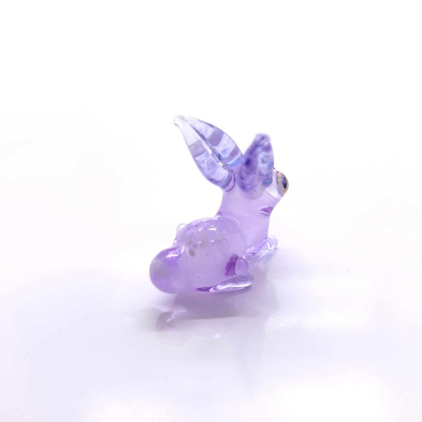 Sansukjai Rabbit Tiny Micro Figurines Hand Blown Glass Art Animals Collectible Gift Home Décor (Purple)